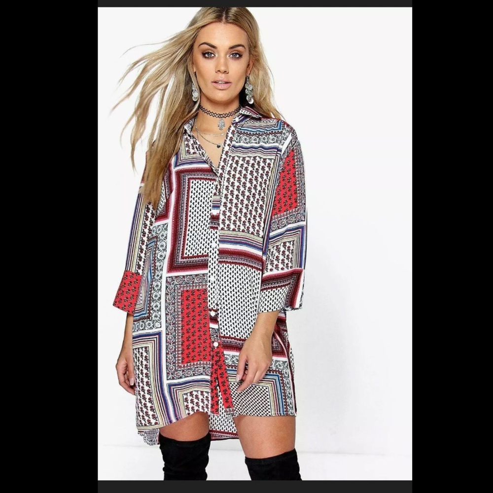 Plus size boohoo oversized flowy paisley dress 1X